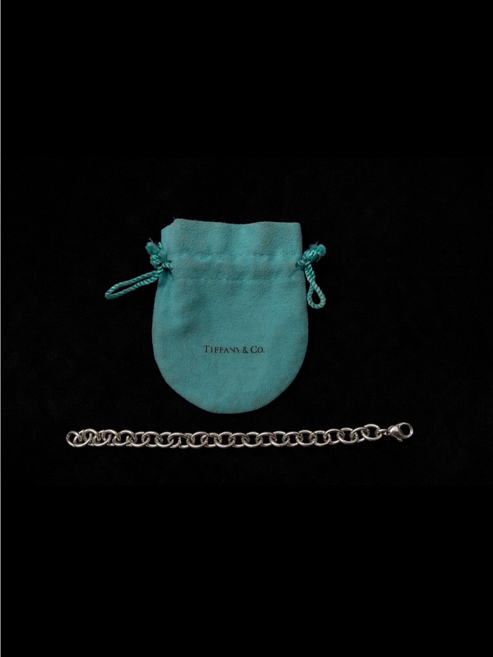 Tiffany & Co. Sterling Silver Link Bracelet with Signature Blue Pouch